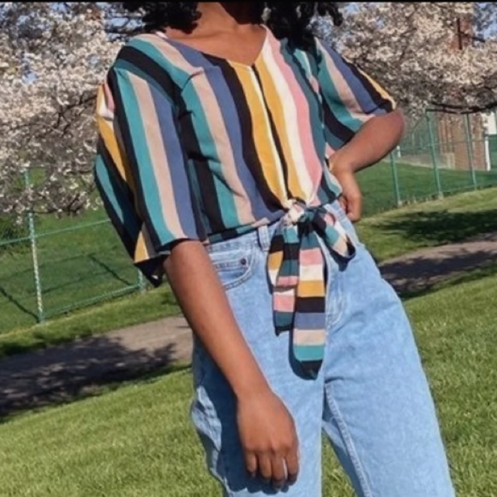 MOA MOA tie front shirt